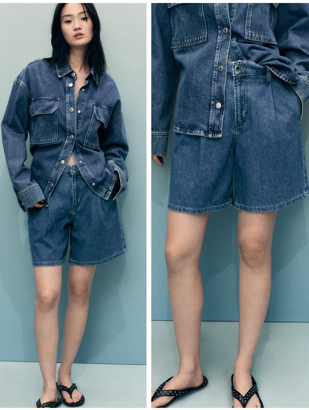 MANGO Denim Bermuda Shorts